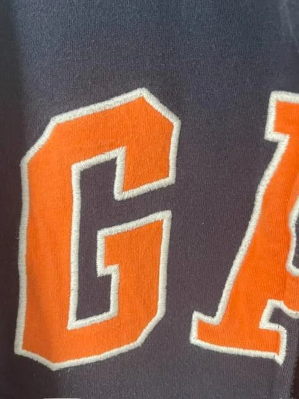 Gap Kids Navy Blue Orange Logo Full-Zip Fleece Hoodie – Size L